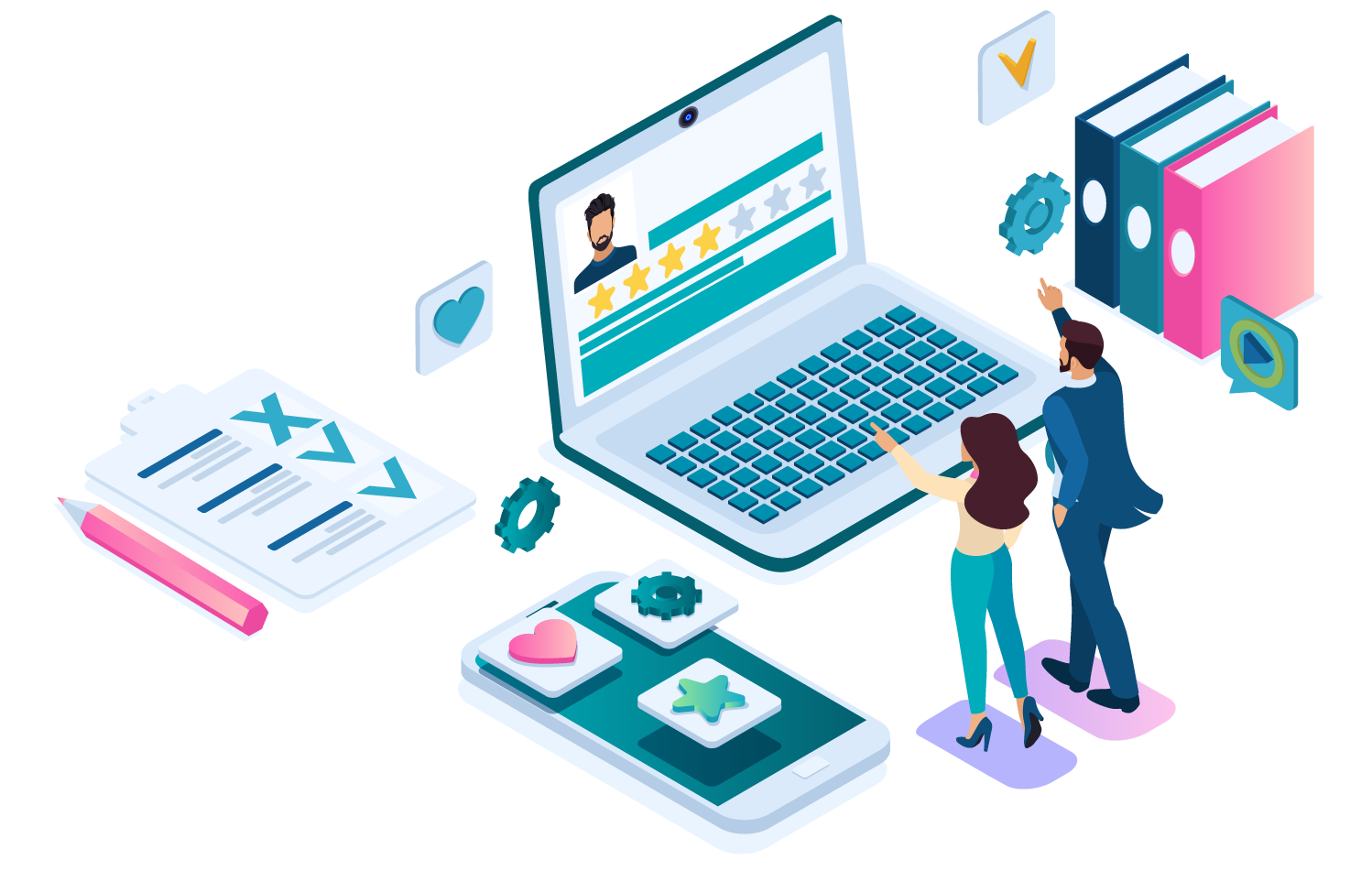 Illustration of business materials - delete social media accounts for deceased person social closure