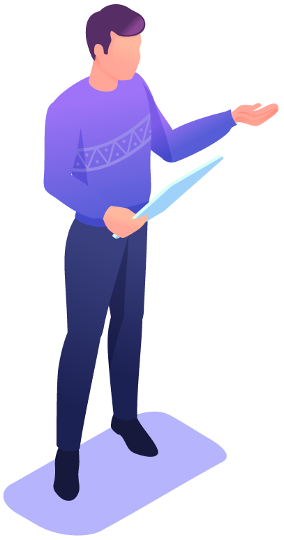 Graphic of person holding tablet - delete social media accounts for deceased person social closure